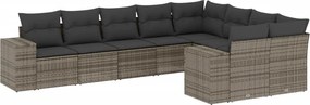 vidaXL 9 részes szürke polyrattan kerti ülőgarnitúra párnákkal