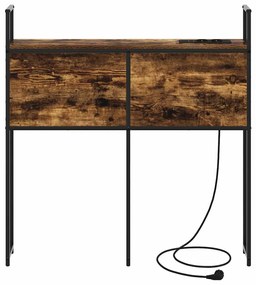 Tárolós Fejtámla Töltő Állomással Füstölt tölgy 75 cm Faanyag