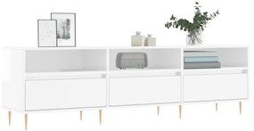 magasfényű fehér szerelt fa TV-szekrény 150 x 30 x 44,5 cm