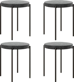 HOMCOM 4 db Rakatolható Étkezőszék Szett Kárpitozott Üléssel, Bársonyos Kinézetű Ülés Stool Étkezőhöz, Fém Sötét Szürke 41,5 x 41,5 x 46 cm | Aosom