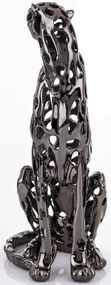 Figura Leopard Ezüst 43x22x18cm
