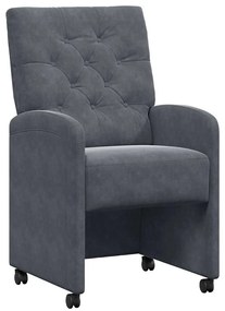 Kerekes Étkező Székek 2 pcs Sötétszürke 58 x 67 x 97 cm Bársony