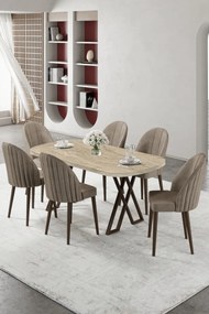 Kaye étkezőgarnitúra, travertin-cappuccino, 168 cm – TR240CHR2845