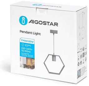 Aigostar - Fenyő függőlámpa zsinóron 1xE27/60W/230V