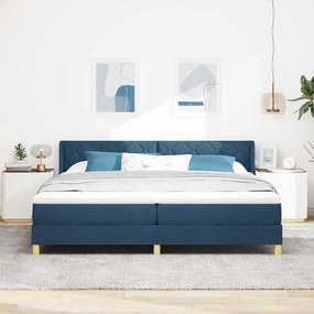 Rugós Ágy matracmal fejtámlával Kék 200 x 200 cm szövet