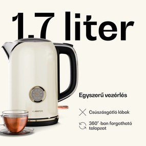 Klarstein Victoria vízforraló | 1,7 liter | 2200 W | 360°-os forgatható talp | Időtlen design