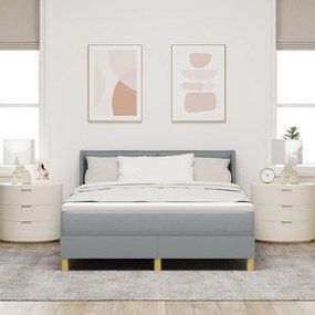 Boxspring ágy matraccal, világosszürke, 140x190 cm, szövet.