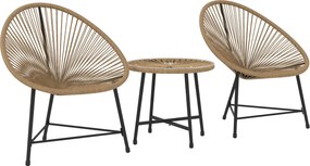 Outsunny Poly Rattan Kerti Bútor Szett, Kültéri Lounge Erkély Bútor 2 Személy Részére, 3 Darabos Ülőgarnitúra 2 Székkel és Asztallal, Időjárásálló Ker