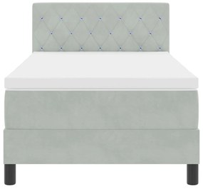 Boxspring Ágy Matraccal és LED Fénnyel Szürke 90x190 cm Bársony
