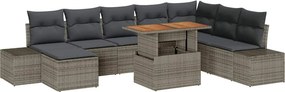 vidaXL Kert étkező szett párnával 9 pcs Szürke és Barna
