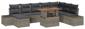 vidaXL Kert étkező szett párnával 9 pcs Szürke és Barna