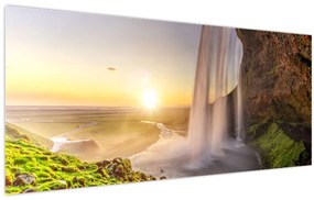 Kép - Seljalandsfoss a barlang mögül (120x50 cm)