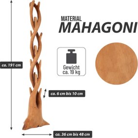 DIVERO Fogas tömör mahagóniból 190 cm