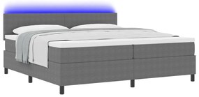 Boxspring Ágy matraccal &amp; LED világosszürke 200x200 cm kordbársony