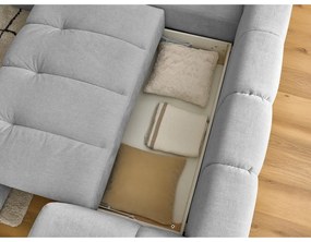 Világosszürke kinyitható-tárolóhelyes sarokkanapé (bal oldali-L alakú) Fuji – Bobochic Paris