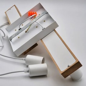 Csillár zsinóron CORTINA 4xE27/15W/230V fehér/tölgy