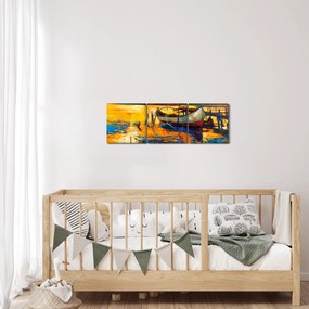 Kép - Hajó naplementekor (órával) (90x30 cm)
