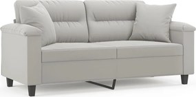 vidaXL 2 személyes világosszürke párnás mikroszálas szövetkanapé 140cm