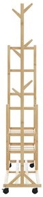 bambusz ruhaállvány polcokkal és kerekekkel 100x38x175,5 cm