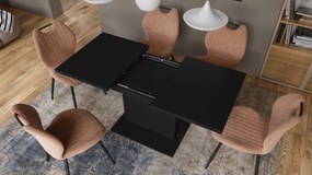 Mazzoni ASTON MINI Fekete Matt - MODERN NYITHATÓ EMELHETŐ DOHÁNYZÓASZTAL ÉTKEZŐASZTAL ÁTALAKÍTHATÓ ASZTAL