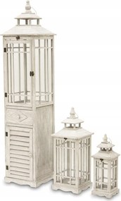 3 x Lampion fa lámpa szürke barna kpl lámpa dekoráció provence