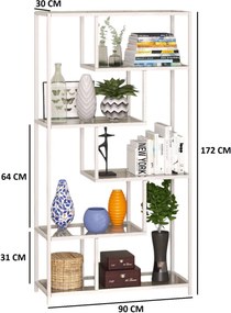 Üveg könyvespolc, fehér-átlátszó, 90 cm
