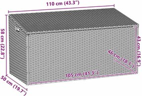 Világosszürke Polyrattan Kerti Tárolóláda 110X50X58 Cm