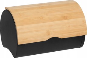 Fém Kenyértartó Fekete, Bambusz Fedéllel, Kenyértartó