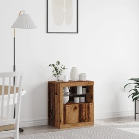 LED világítással ellátott oldalszekrény, öreg fa 60,5x37x67 cm
