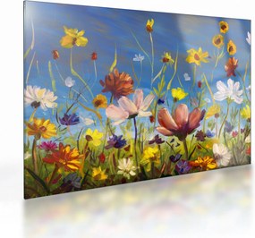 Festett kép egy virágzó rét (üvegen) (70x50 cm)