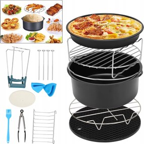 13db-os tartozék szett levegős olajsütőhöz grillrács Új
