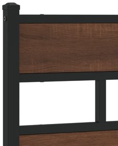 barna tölgy színű acél és szerelt fa fejtámla 150 cm