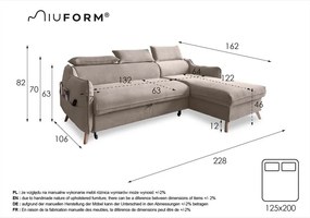 Bézs kinyitható sarokkanapé (jobb oldali) Sweet Harmony – Miuform