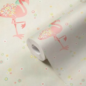 Papír fali tapéta flizelin pasztell flamingók gyerekeknek As 10m