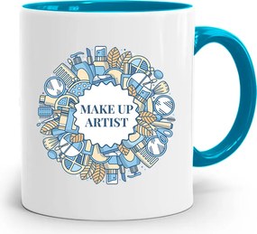 Kék Bögre Kozmetikusoknak Make Up Artist nyomott mintával, fényképpel
