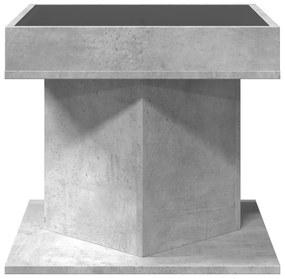 betonszürke szerelt fa dohányzóasztal LED-del 50 x 50 x 45 cm