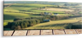 Kép - Fa polc tájképi elemekkel (120x50 cm)