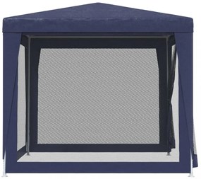 kék HDPE rendezvénysátor 4 hálós oldalfallal 2,5x2,5 m