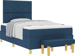 vidaXL Boxrugós ágy matracmal fejtámlával Kék 120 x 200 cm szövet