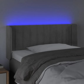 világosszürke bársony LED-es fejtámla 93 x 16 x 78/88 cm