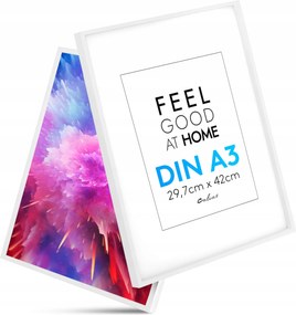 2X Fotókeret Oklevél Fotó A3 29,7x42 CM Fehér Fa