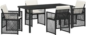 vidaXL Kert étkező szett 5 pcs Fekete polirattan
