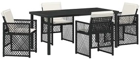 vidaXL Kert étkező szett 5 pcs Fekete polirattan