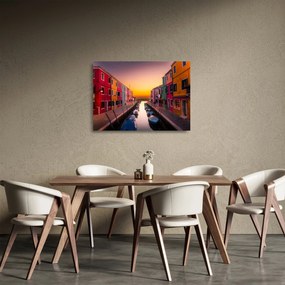 Kép - Naplemente, Burano sziget, Velence, Olaszország (üvegen) (70x50 cm)