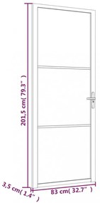 fehér ESG üveg és alumínium beltéri ajtó 83 x 201,5 cm