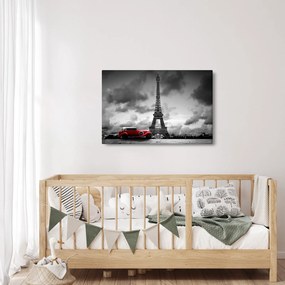 Kép - Az Eiffel-torony és a piros autó (90x60 cm)