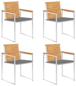 vidaXL 4 db tömör tíkfa kerti szék párnákkal