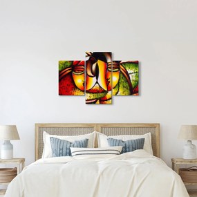 Kép - olajfestmény, absztrakt arcok (90x60 cm)