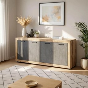 BLAGO komód 180 cm fekete/natúr tölgy