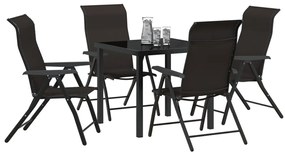 5 darabos kerti étkező szett Fekete Poly Rattan